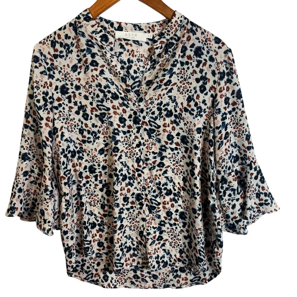 ASTR The Label Floral Belle Ruffle Sleeve Blouse Womens Size Medium